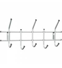 Вешалка настенная "Стандарт 2/5", 220х475х95 мм, 5 крючков, металл, белая