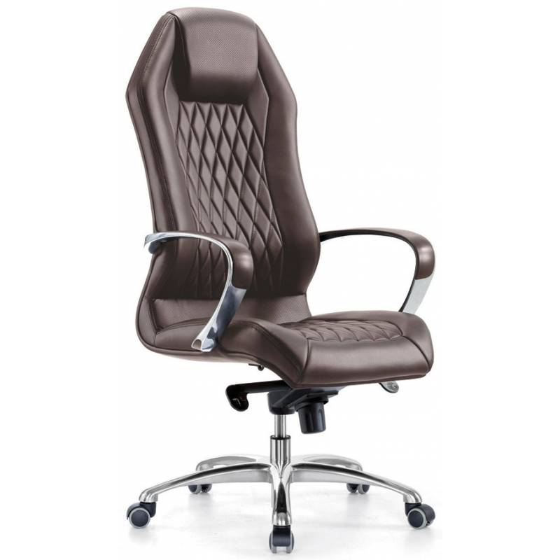 Кресло руководителя бюрократ Aura (коричневая натуральная кожа) главное фото